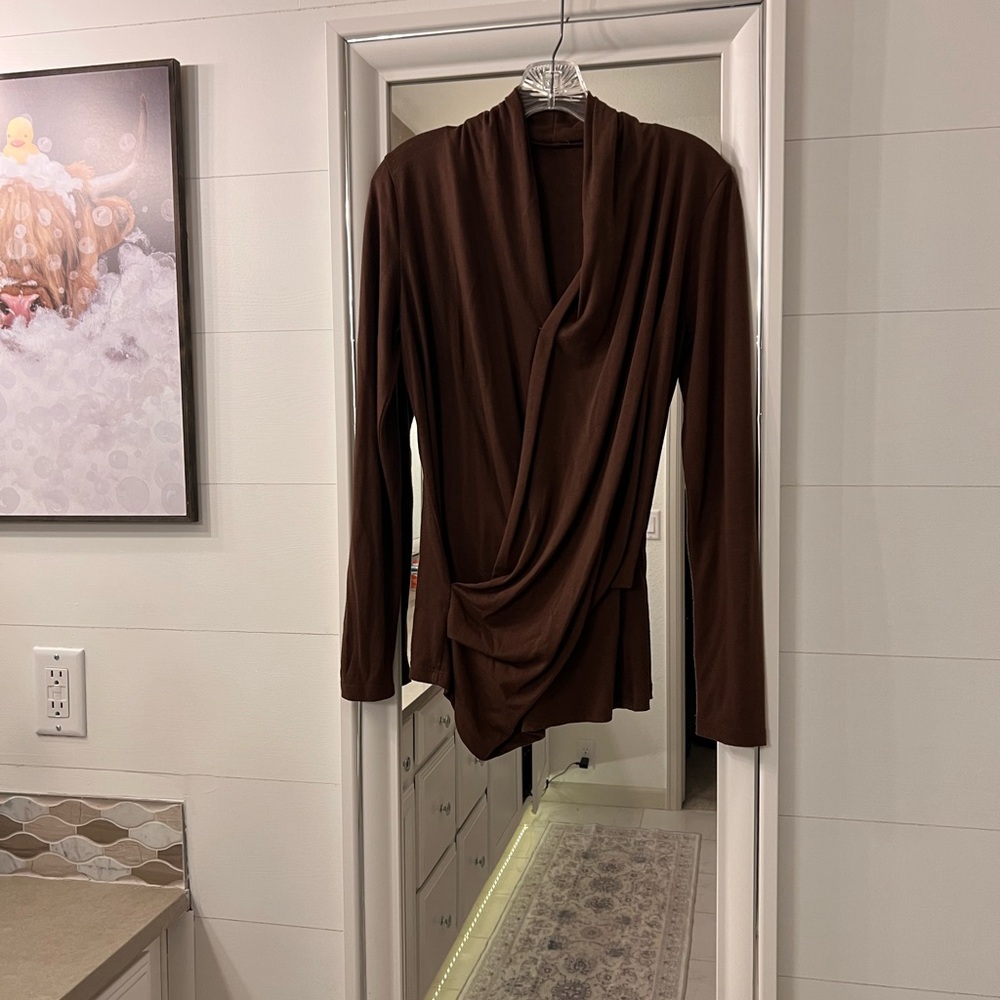 Venus Chocolate Brown Surplice Wrap Style Top